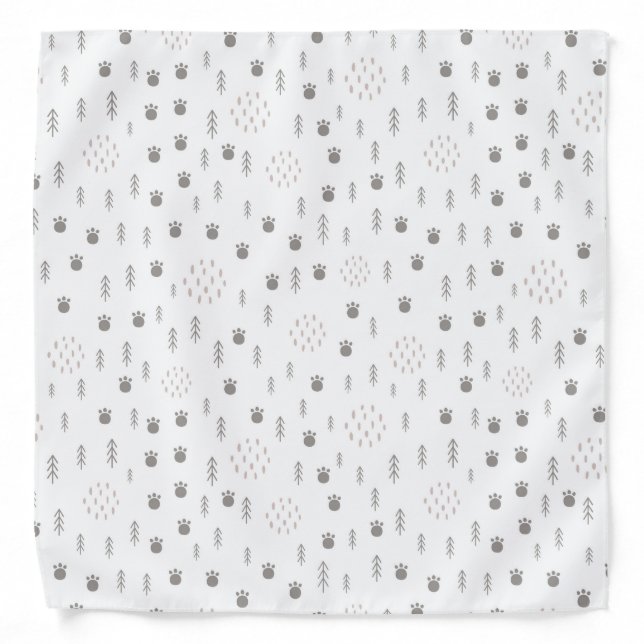 Cute Woodland Animal Track Pattern Bandana (Front)