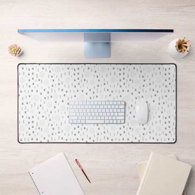 Cute Woodland Animal Track Pattern Desk Mat | Zazzle