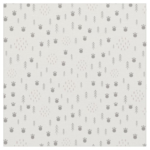 Cute Woodland Animal Track Pattern Fabric