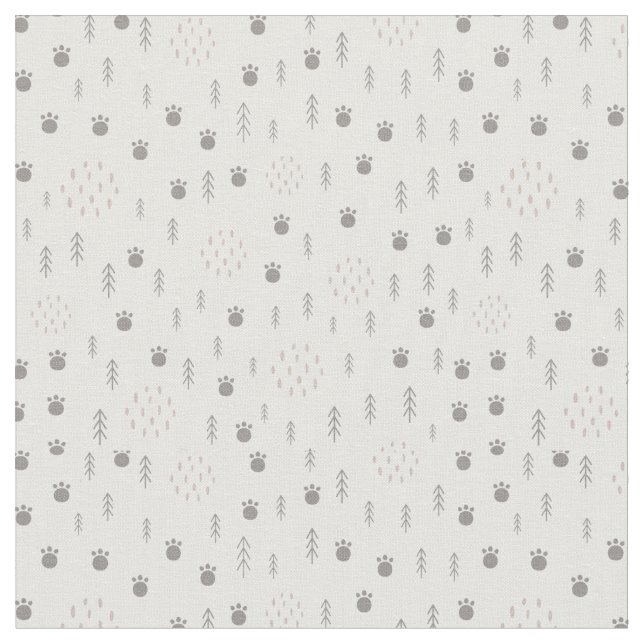 Cute Woodland Animal Track Pattern Fabric (Close Up)
