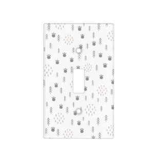 Cute Woodland Animal Track Pattern Light Switch Cover