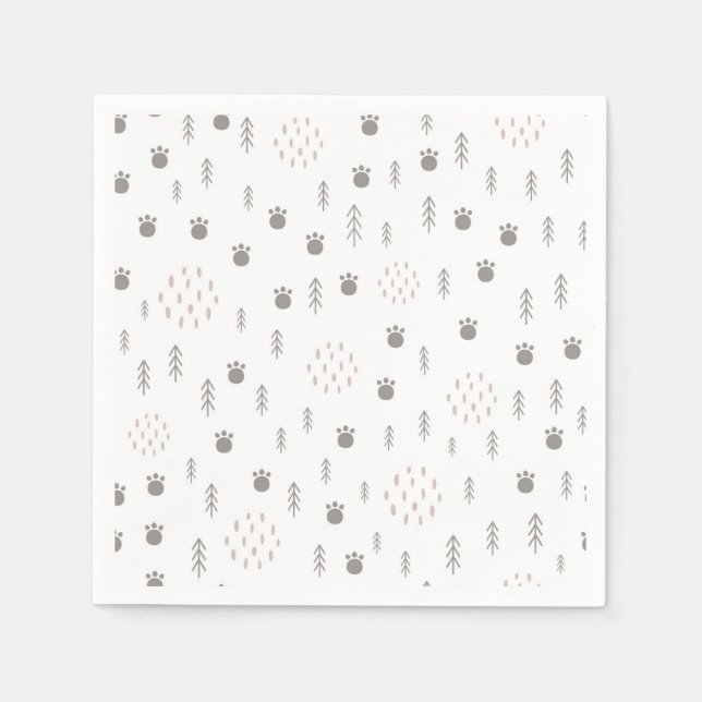 Cute Woodland Animal Track Pattern Napkins (Front)