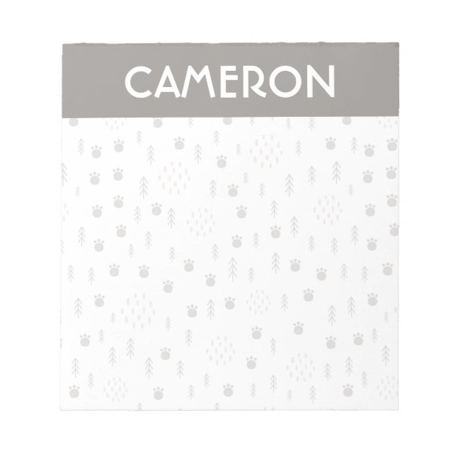 Cute Woodland Animal Track Pattern Notepad (Front)