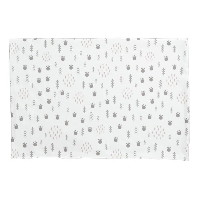 Cute Woodland Animal Track Pattern Pillow Case (Front)