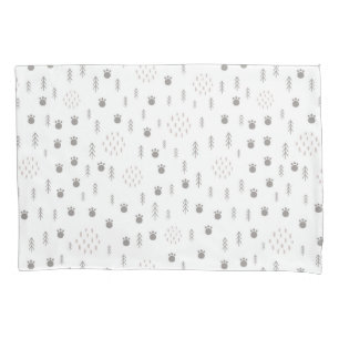 Cute Woodland Animal Track Pattern Pillow Case