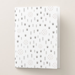 Cute Woodland Animal Track Pattern Pocket Folder