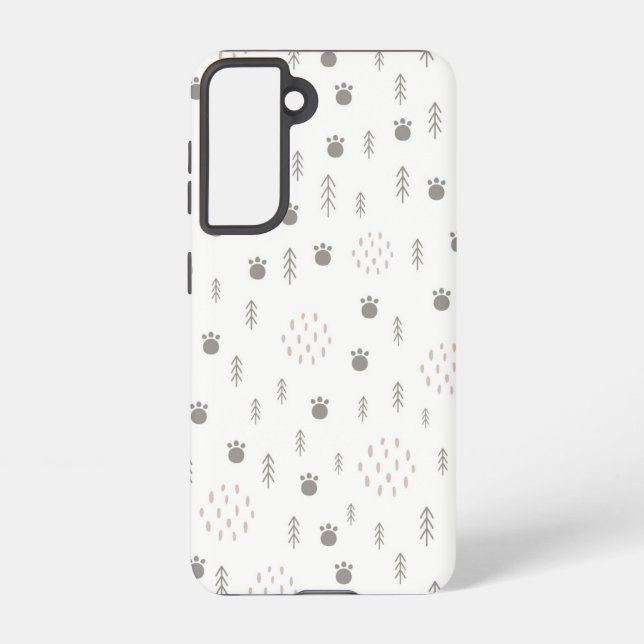 Cute Woodland Animal Track Pattern Samsung Galaxy Case (Back)