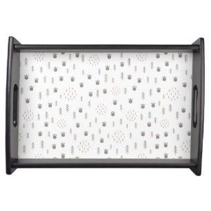 Cute Woodland Animal Track Pattern Serving Tray