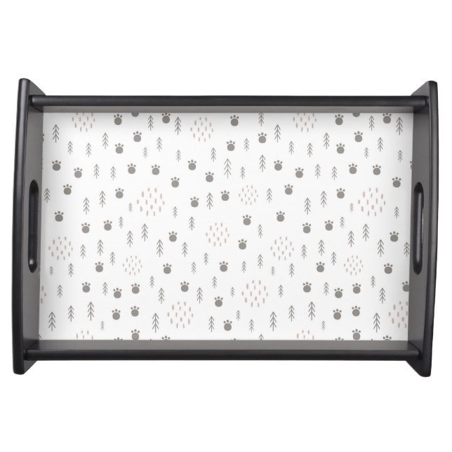 Cute Woodland Animal Track Pattern Serving Tray (Front)
