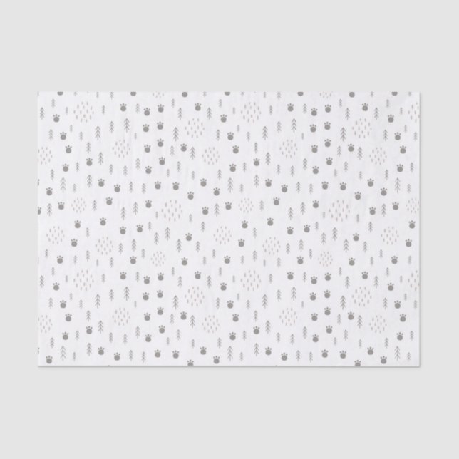 Cute Woodland Animal Track Pattern Tissue Paper (Front)