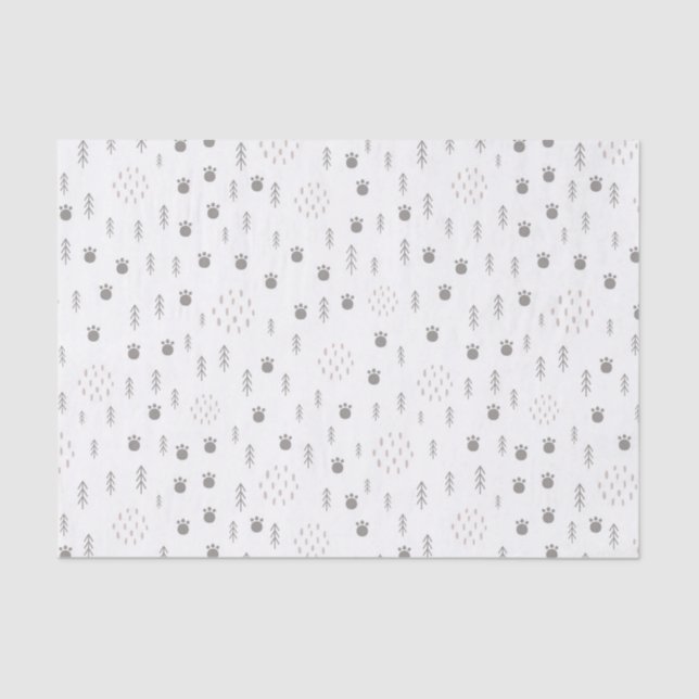 Cute Woodland Animal Track Pattern Tissue Paper (Front)