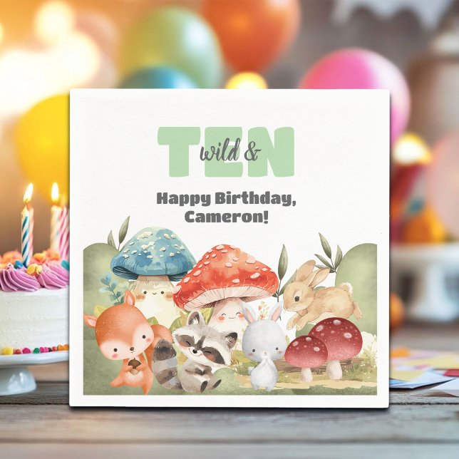 Cute Woodland Animals 10th Birthday Party Napkins (Creator Uploaded)