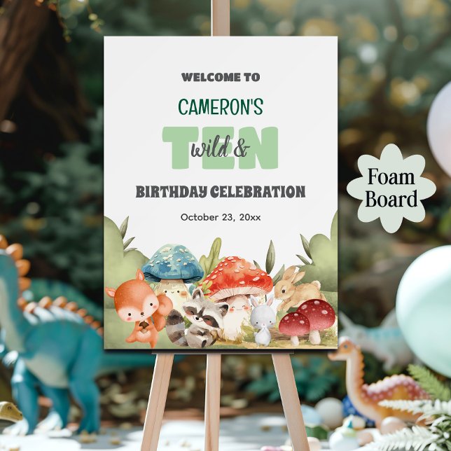 Cute Woodland Animals 10th Birthday Party Welcome Foam Board (Creator Uploaded)