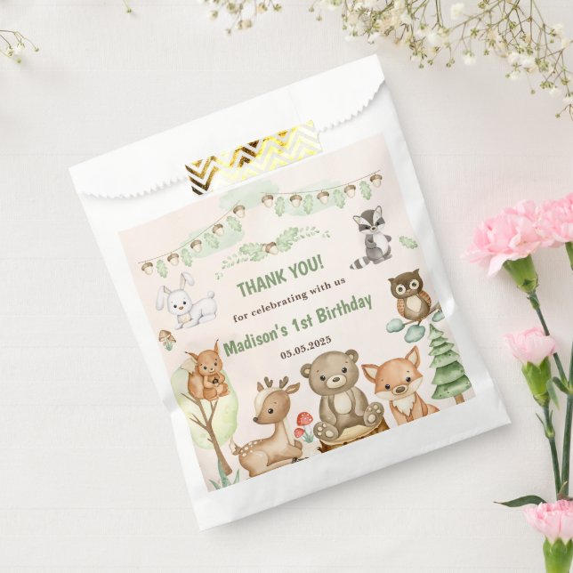 Cute Woodland Animals 1st Birthday Party Favor Bag (Sealed)