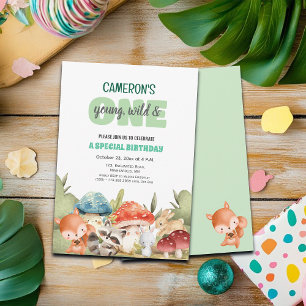 Cute Woodland Animals 1st Birthday Party Invitation