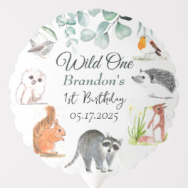 Cute Woodland Animals 1st Birthday Wild One Balloon
