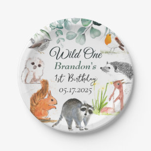Cute Woodland Animals 1st Birthday Wild One  Paper Plates
