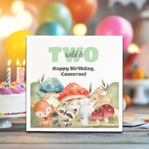 Cute Woodland Animals 2nd Birthday Party Napkins