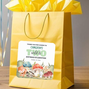 Cute Woodland Animals 2nd Birthday Party Square Sticker