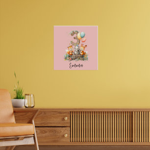 Cute Woodland Animals 3rd Birthday Celebration Poster