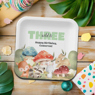 Cute Woodland Animals 3rd Birthday Party Paper Plates