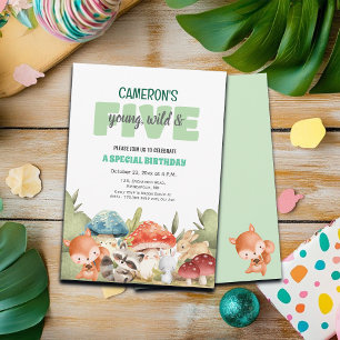 Cute Woodland Animals 5th Birthday Party Invitation