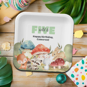 Cute Woodland Animals 5th Birthday Party Paper Plates