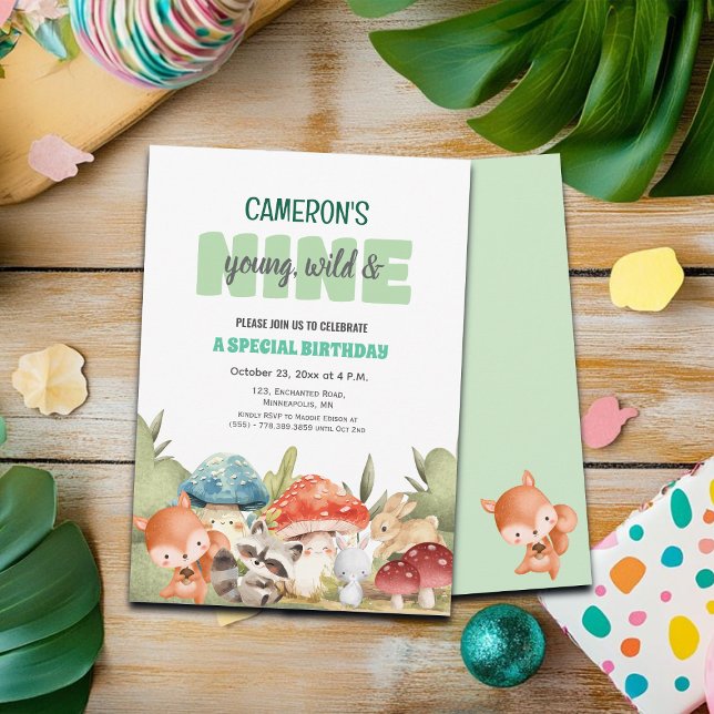 Cute Woodland Animals 9th Birthday Party  Invitation (Creator Uploaded)