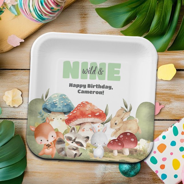 Cute Woodland Animals 9th Birthday Party Paper Plates (Creator Uploaded)