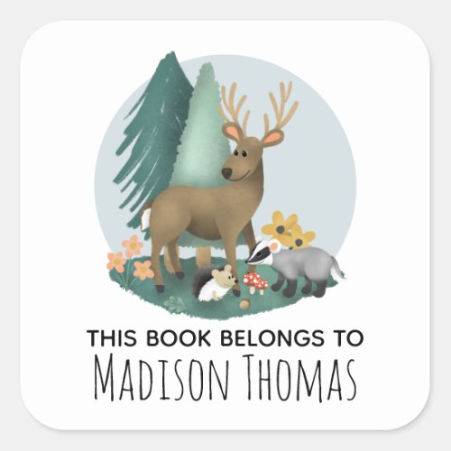 Cute Woodland Animals Baby and Kids Bookplate