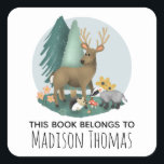 Cute Woodland Animals Baby and Kids Bookplate<br><div class="desc">This rustic set of kids' bookplate stickers features an adorable woodland animals forest scene, with a deer, badger, hedgehog, and flowers. This whimsical design also features a place for you to add your child's name, and you are able to edit the text 'this book belongs to..' as needed. The perfect...</div>