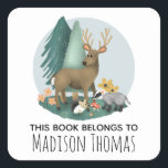 Cute Woodland Animals Baby and Kids Bookplate<br><div class="desc">This rustic set of kids' bookplate stickers features an adorable woodland animals forest scene, with a deer, badger, hedgehog, and flowers. This whimsical design also features a place for you to add your child's name, and you are able to edit the text 'this book belongs to..' as needed. The perfect...</div>