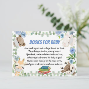 Cute Woodland Animals Baby Boy Book Request Card