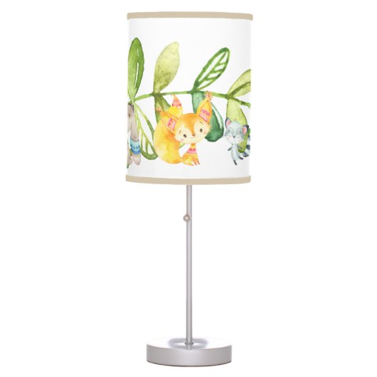 Cute Woodland Animals Baby Boy Nursery Table Lamp (Front)