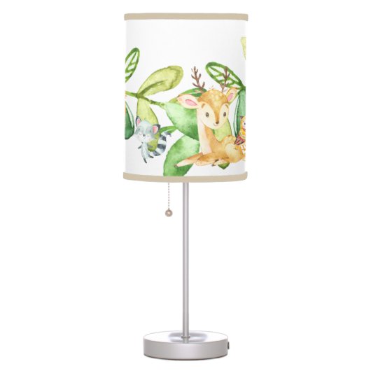Cute Woodland Animals Baby Boy Nursery Table Lamp (Right)