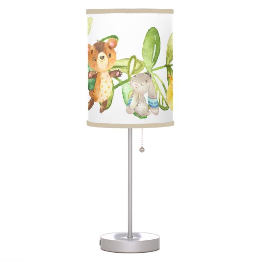 Cute Woodland Animals Baby Boy Nursery Table Lamp (Left)