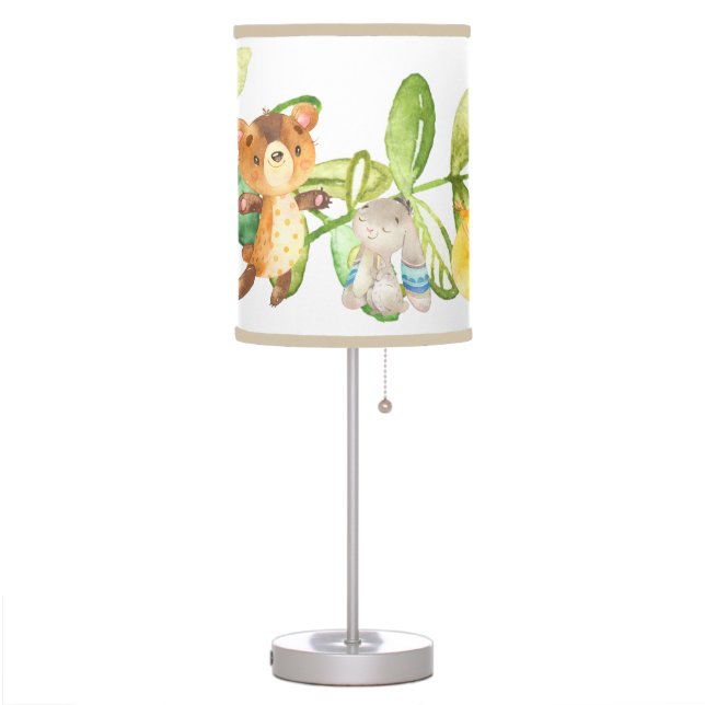 Cute Woodland Animals Baby Boy Nursery Table Lamp (Left)