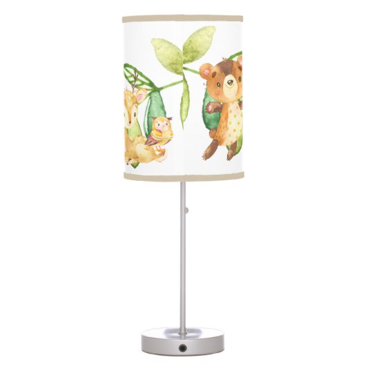 Cute Woodland Animals Baby Boy Nursery Table Lamp (Back)