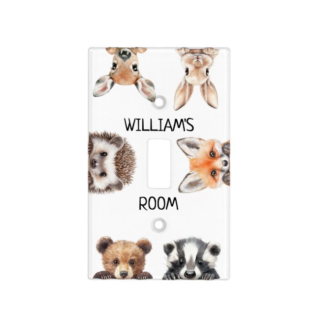 Cute Woodland Animals Baby Nursery Room Light Switch Cover (Front)