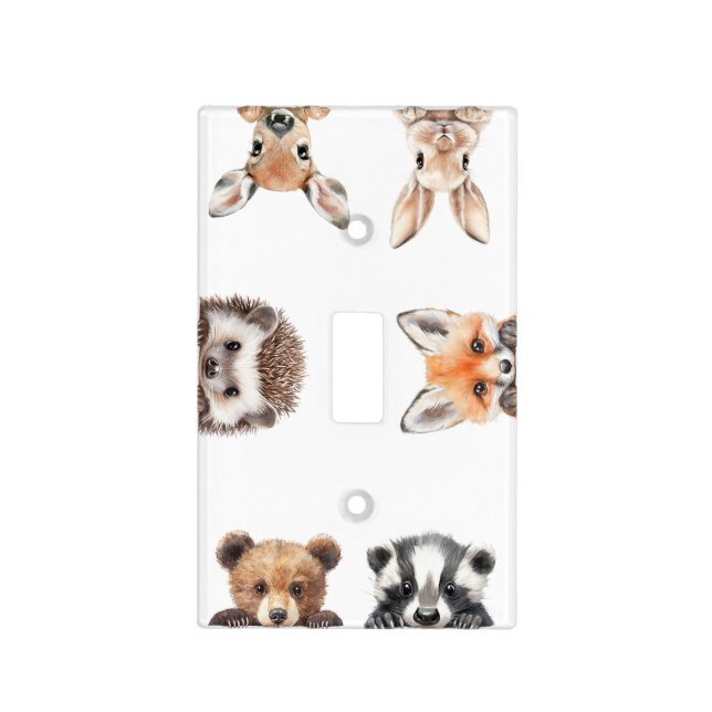 Cute Woodland Animals Baby Nursery Room Light Switch Cover (Front)