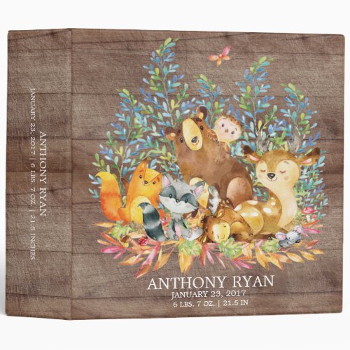 Cute Woodland Animals Baby Photo Album 3 Ring Binder