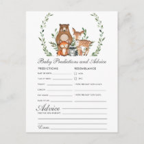 Cute Woodland Animals Baby Predictions and Advice Postcard