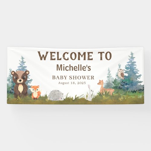 Cute Woodland Animals Baby Shower Banner