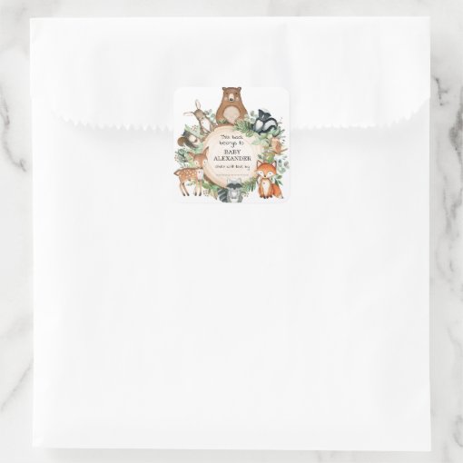 Cute Woodland Animals Baby Shower Bookplate Labels Zazzle