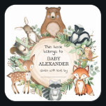 Cute Woodland Animals Baby Shower Bookplate Labels<br><div class="desc">This whimsical design features rustic watercolor botanical greenery and adorable woodland animals</div>