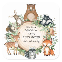 Cute Woodland Animals Baby Shower Bookplate Labels
