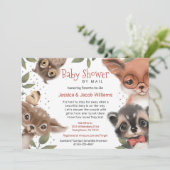 Cute Woodland Animals Baby Shower By Mail Invitation (Standing Front)