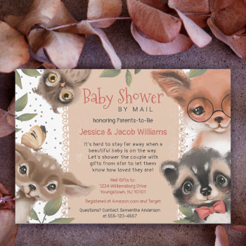 Cute Woodland Animals Baby Shower By Mail Invitation by Oasis_Landing at Zazzle