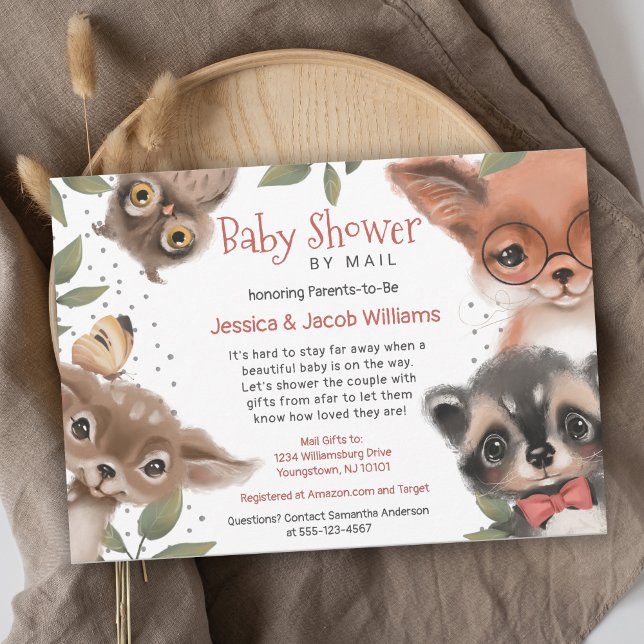 Cute Woodland Animals Baby Shower By Mail Invitation
