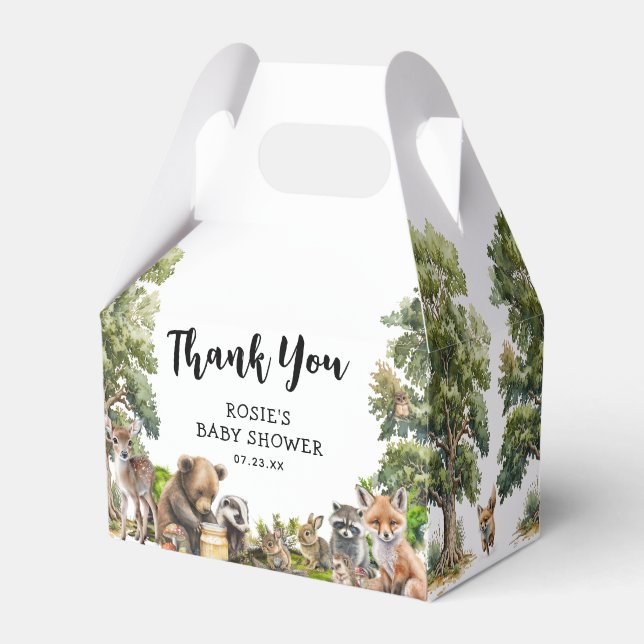 Cute Woodland Animals Baby Shower Favor Boxes (Front Side)